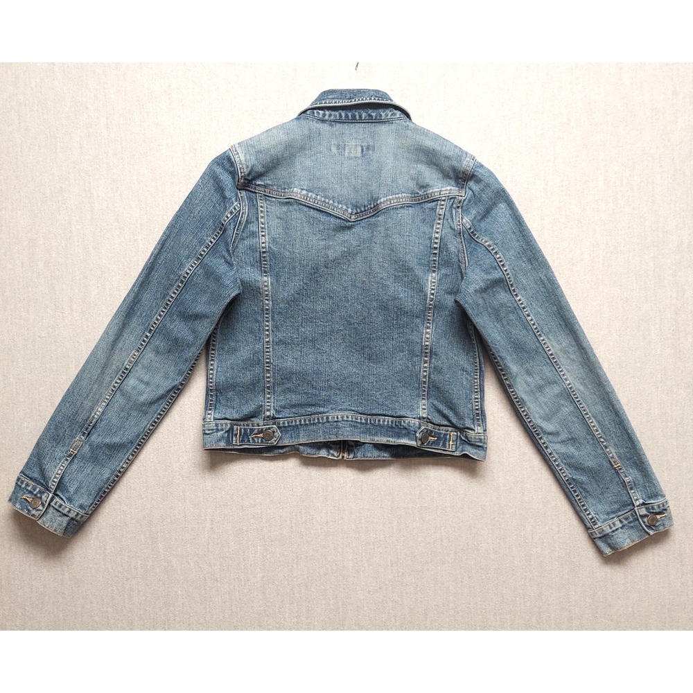 Abercrombie & Fitch Women L Denim Jacket Medium Wash Full Zip Trucker Streetwear - Picture 11 of 16
